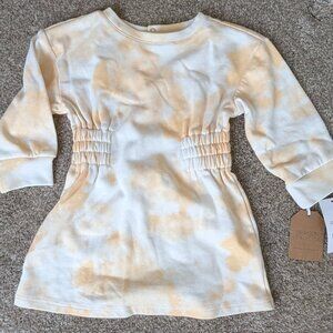 Grayson Collective Yellow Tie-dye Sweatshirt Dress with Cinched Waist